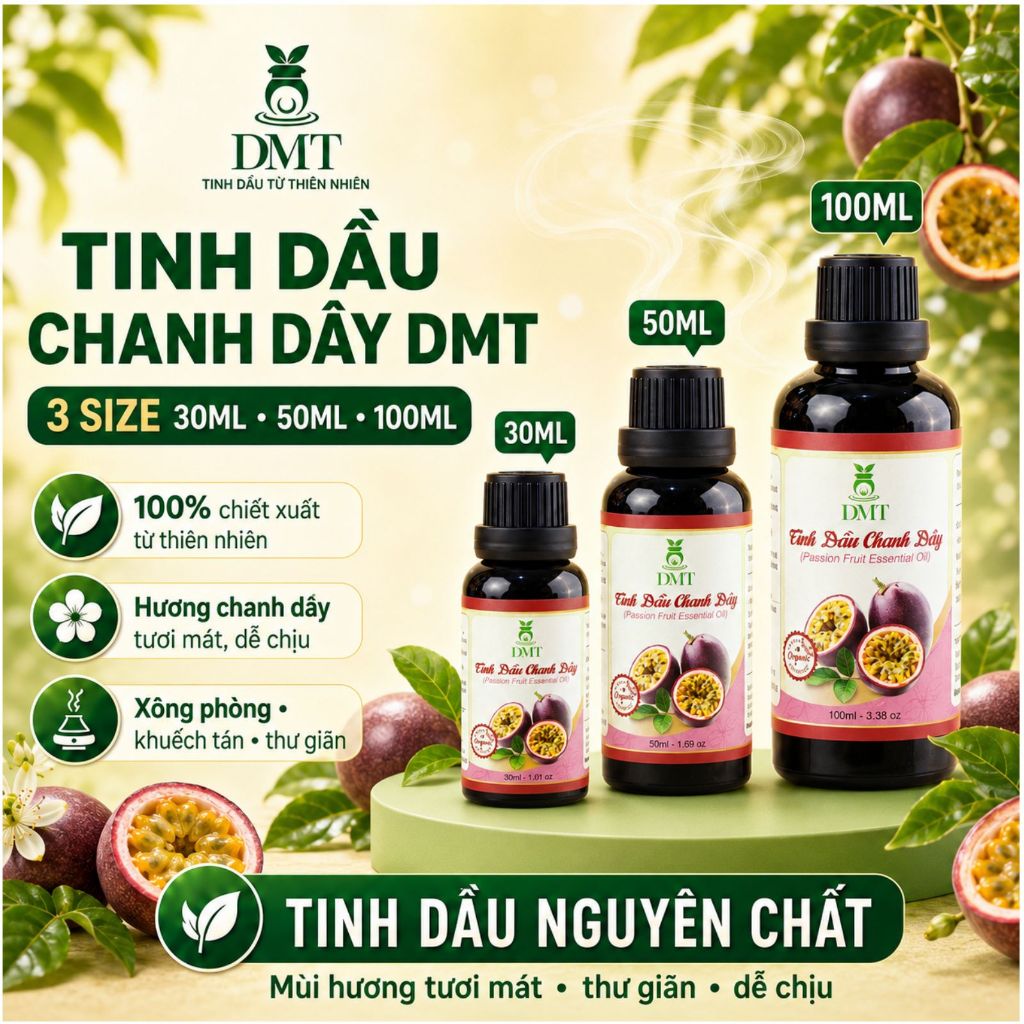 Tinh dầu Chanh dây xông thơm phòng DMT - tinh dầu chanh dây thiên nhiên kháng khuẩn - 30m/50ml/100ml
