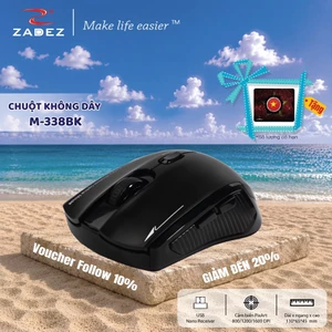 Chuột Không Dây ZADEZ M-338 - Cảm Biến PixArt, 1600DPI, Thiết Kế Ergonomic