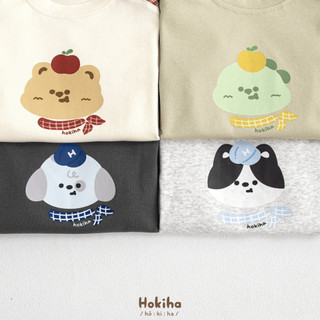 Bộ Cộc Tay Phối Quần Kẻ Caro In Hình Dễ Thương Cho Bé Hokiha Vải Cotton Mềm Mại, Thoáng Mát Size 8-17kg B112