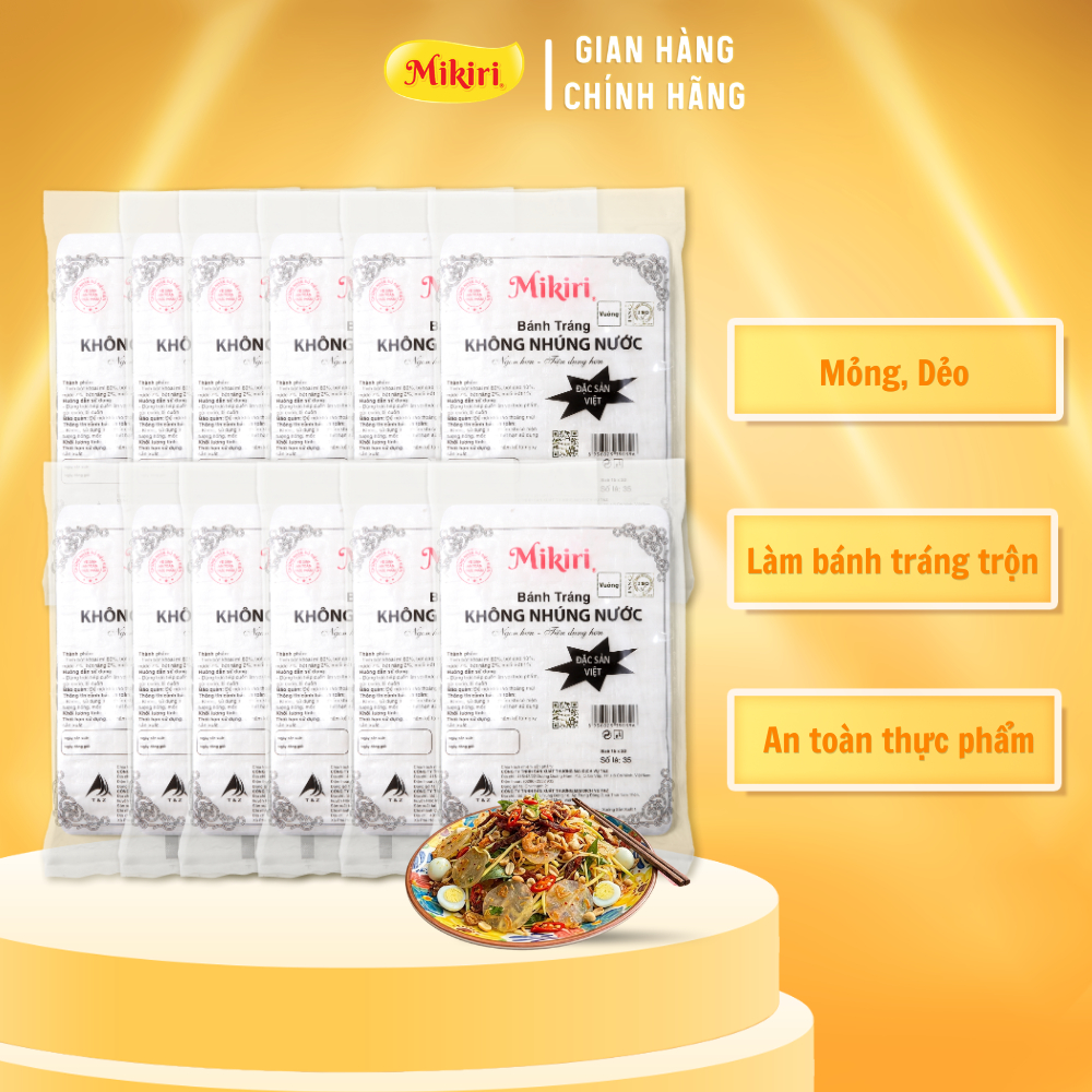Combo 12 Bánh Tráng Mỏng Dẻo Mikiri 105g - Không Cần Nhúng Nước, Tiết Kiệm, Làm Được Nhiều Món