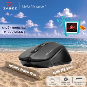 Chuột Không Dây ZADEZ M-390 Silent - Cảm biến Pixart Tùy Chỉnh DPI 800/1200/1600