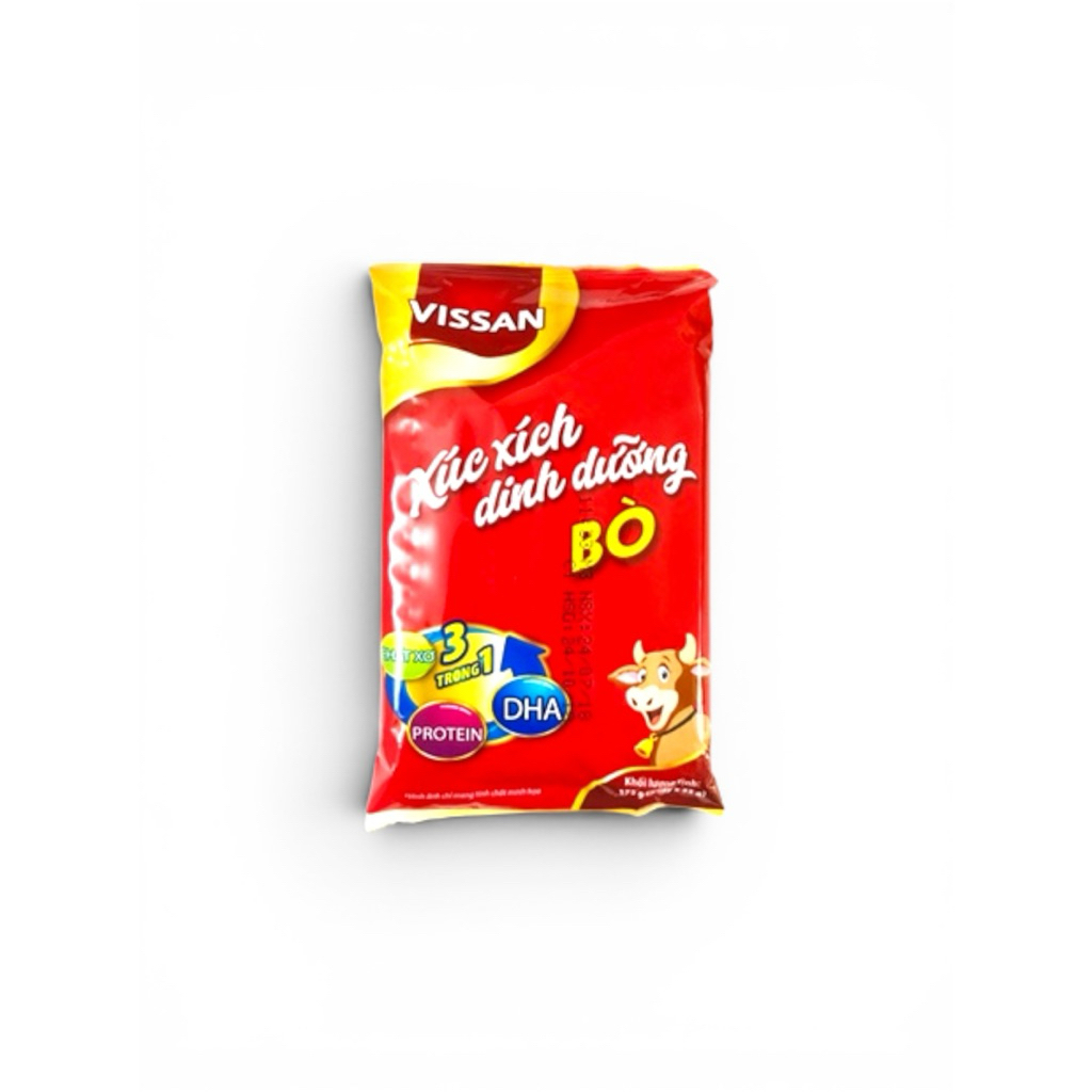 Vissan Combo 5 Gói Xúc Xích Dinh Dưỡng Bò 175g (5 cây x 35g) Date Mới