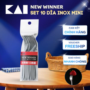 Set 10 dĩa ăn inox nhỏ kai NEW WINNER MINI FORK 10P/SET FA5097
