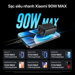 Củ Sạc GaN CUKTECH 6 MINI 2C1A | Hỗ Trợ Sạc Nhanh | Công Suất 90W | Thiết Kế Nhỏ Gọn | Bảo Hành 18 Tháng AD653