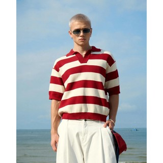 Áo polo cổ V dệt kim tay ngắn nam Form Loose - ROUTINE 10S26KNI009