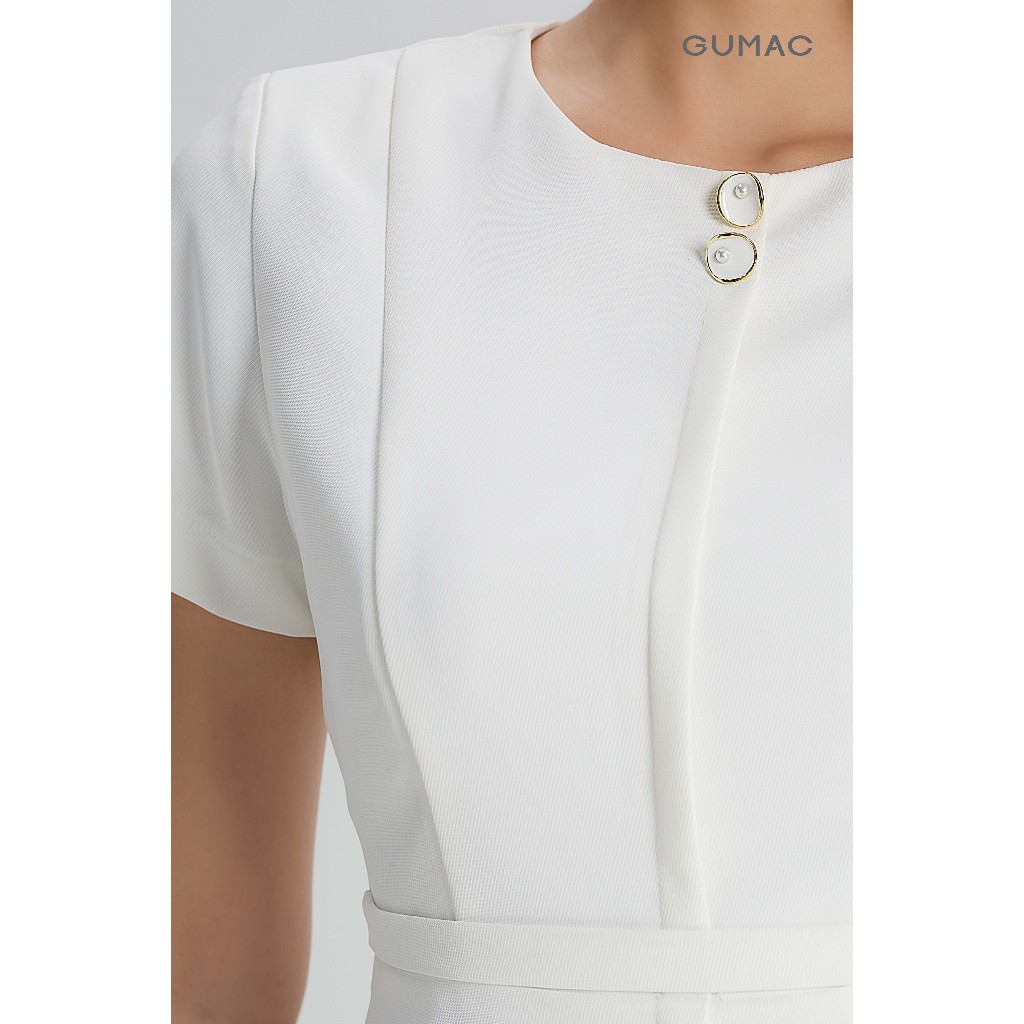 Áo Peplum Nữ GUMAC Cổ Tròn Đính Nút Trang Trí Eo Chiết Tôn Dáng Chất Cotton Silk Mát Thanh Lịch AG06021