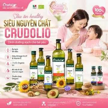 Dầu Ăn Dặm Hữu Cơ Crudolio - Dầu Olive, Hướng Dương, Hạt Cải, Hạt Gai Dầu Ép Lạnh Từ Ý