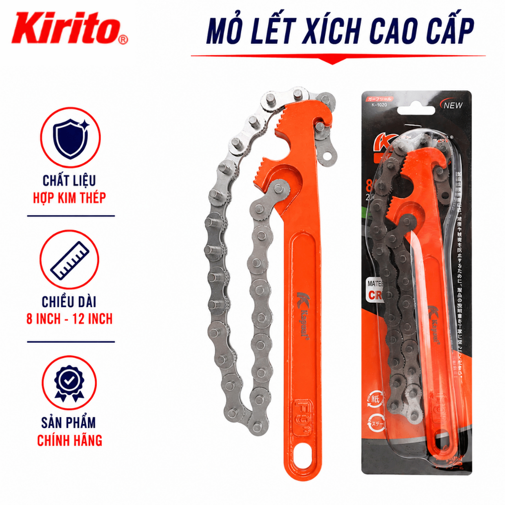 Mỏ Lết Xích Kapusi Nhật Bản 8 Inch - 12 Inch, Cảo, Cờ Lê Xích Đa Năng Hợp Kim Thép Cao Cấp