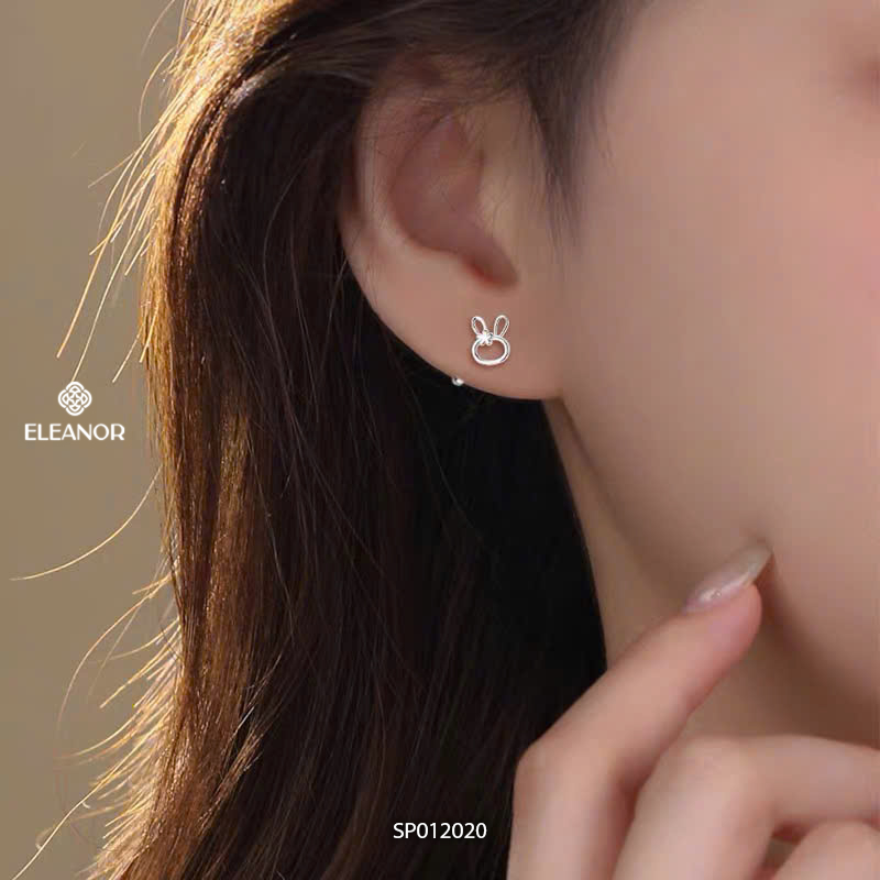 Bông tai nữ chuôi bạc 925 Eleanor Accessories hình thỏ mini phụ kiện trang sức khuyên tai 12020