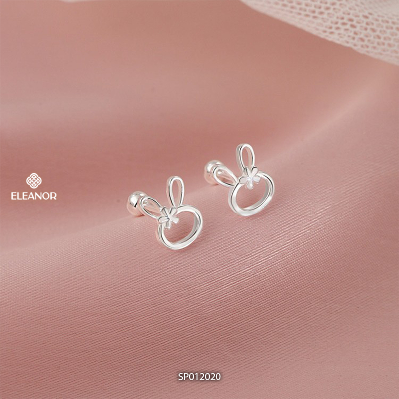 Bông tai nữ chuôi bạc 925 Eleanor Accessories hình thỏ mini phụ kiện trang sức khuyên tai 12020