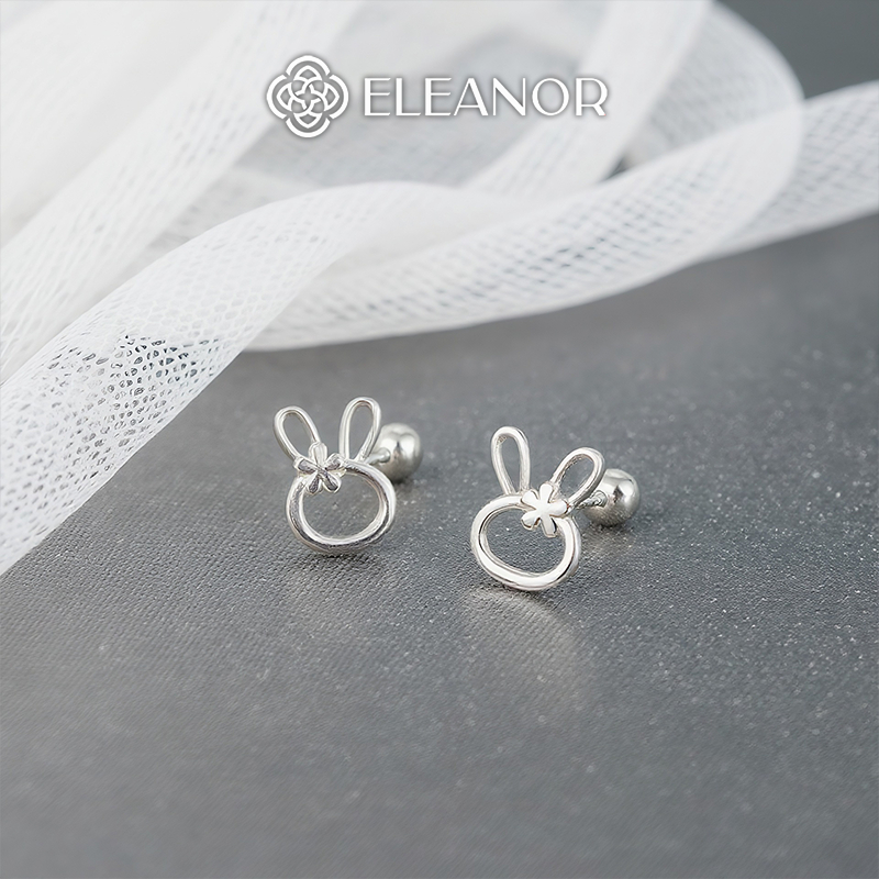 Bông tai nữ chuôi bạc 925 Eleanor Accessories hình thỏ mini phụ kiện trang sức khuyên tai 12020