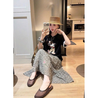 •𝙆𝙞𝙣𝙜𝙨𝙝𝙤𝙥𝙗𝙚𝙖𝙪𝙩𝙮•Set Phông Mickey Mix Váy Da Beo QC