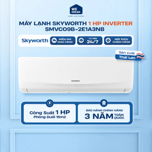 Máy Lạnh Skyworth Inverter 1.0 HP SMVC09B-2E1A3NB | Lọc Kháng Khuẩn Bền Bỉ | Hàng Chính Hãng
