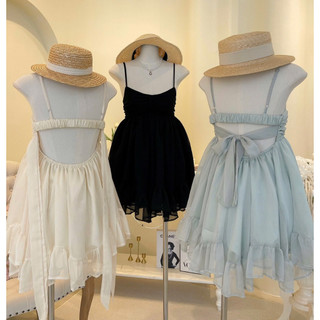SEP House - Đầm mini tơ bồng 2s bo chun hở lưng tà xoè kèm chân váy ngắn lưng chun vibe tiểu thơ ngọt ngào - Hàng loại 1