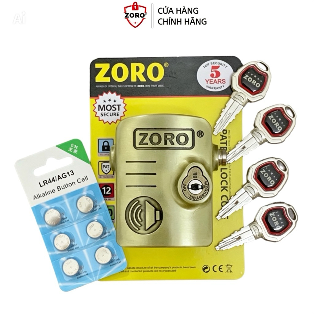 Ổ khóa chụp báo động chống trộm ZORO chìa dẹp xe hơi- chống cắt toàn diện,bảo vệ khoen cửa - âm thanh hú to rõ