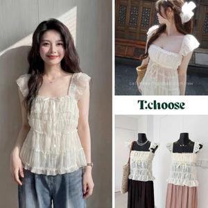 Áo 2 dây tua rua, Áo thun bo chun 611 TCHOOSE