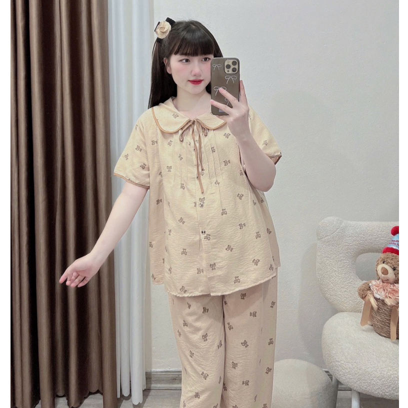 Bộ Bầu - bộ sau sinh - BỘ QDAC ĐŨI NHĂN CỔ SEN DẬP LY DÂY BUỘC - 5 Màu, Áo Có Khoá Kéo, Quần Có Chun Chỉnh