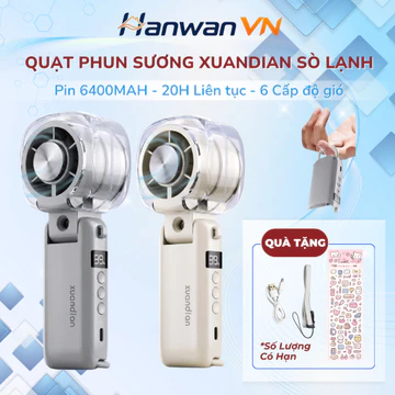 Quạt Phun Sương XUANDIAN Sò Lạnh 6 Cấp Gió, Quạt Hơi Nước Cầm Tay Để Bàn, Gấp Gọn Tiện Lợi Bản Mới