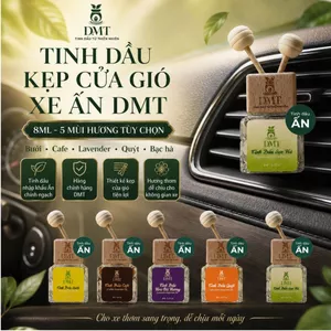 Tinh dầu kẹp cửa gió xe ô tô nhập khẩu Ấn DMT - tinh dầu thiên nhiên khử mùi, giảm say xe - 8ml