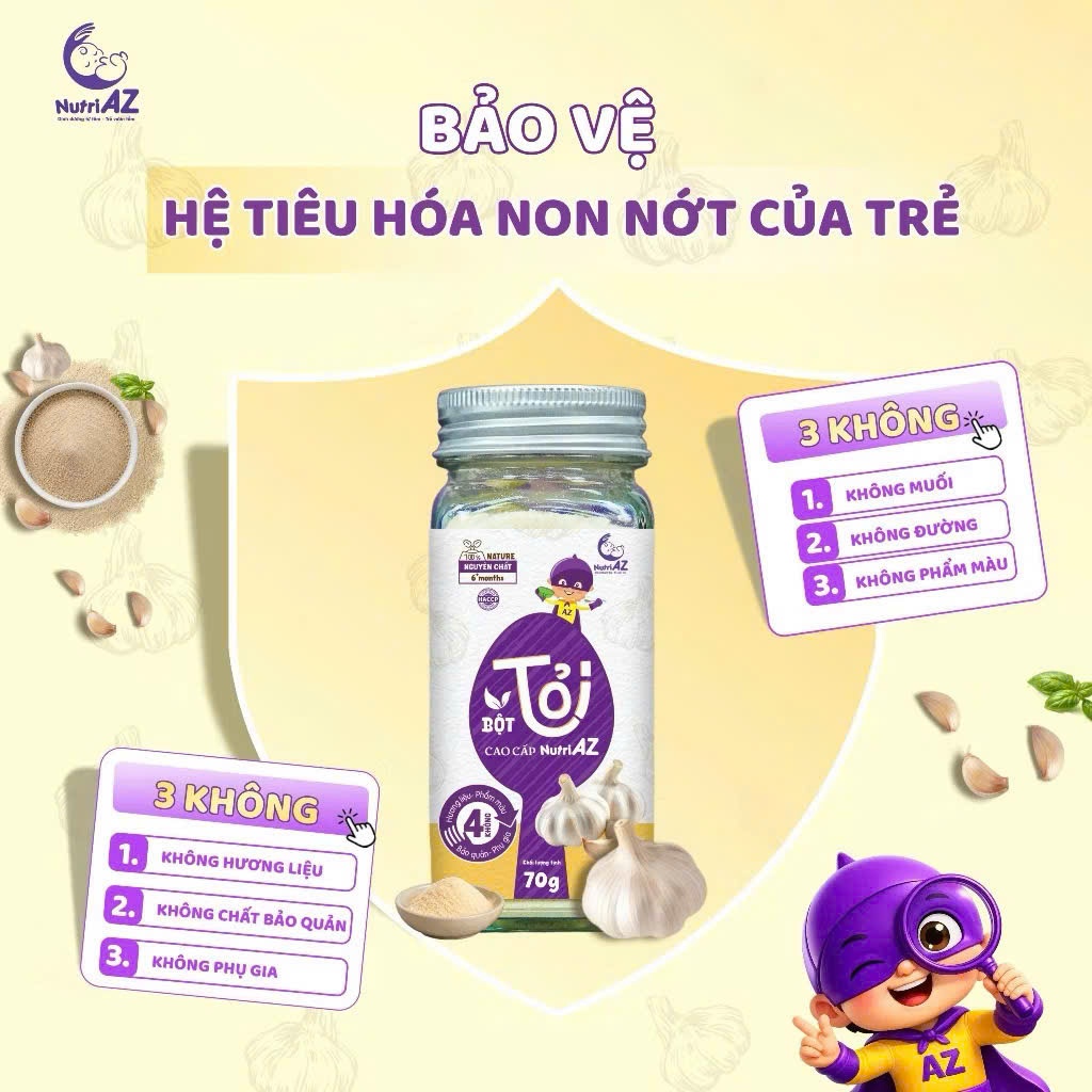 Gia Vị Ăn Dặm NutriAZ Cho Bé Từ 6 Tháng. Bột Hành, Bột Tỏi, Bột Sả