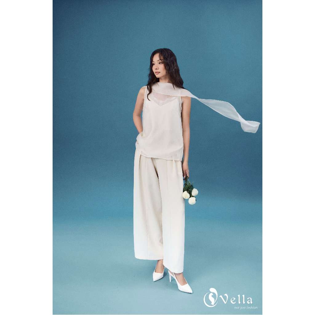 Quần culottes nữ ống đứng suông màu ĐEN, KEM - quần công sở nữ cao cấp Vella Fashion VQ26002