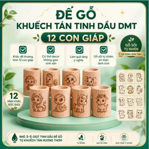 Đế gỗ khuếch tán tinh dầu khắc hình 12 con giáp DMT – Hương thơm tự nhiên, đế gỗ tự khuếch tán