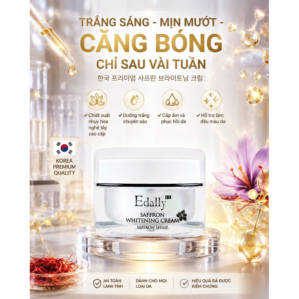 Kem dưỡng trắng nhụy hoa Nghệ Tây EDALLY EX SAFFRON WHITENING CREAM Làm trắng dưỡng ẩm Hàn quốc 50ml