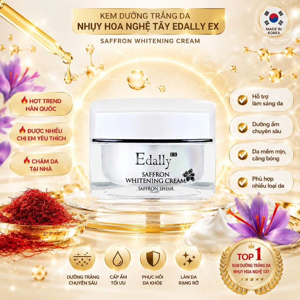 Kem dưỡng trắng nhụy hoa Nghệ Tây EDALLY EX SAFFRON WHITENING CREAM Làm trắng dưỡng ẩm Hàn quốc 50ml