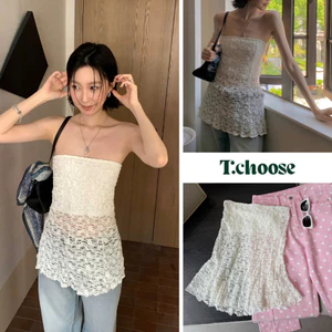 Áo quây ren 2 lớp, áo ren ống dáng dài 220 TCHOOSE