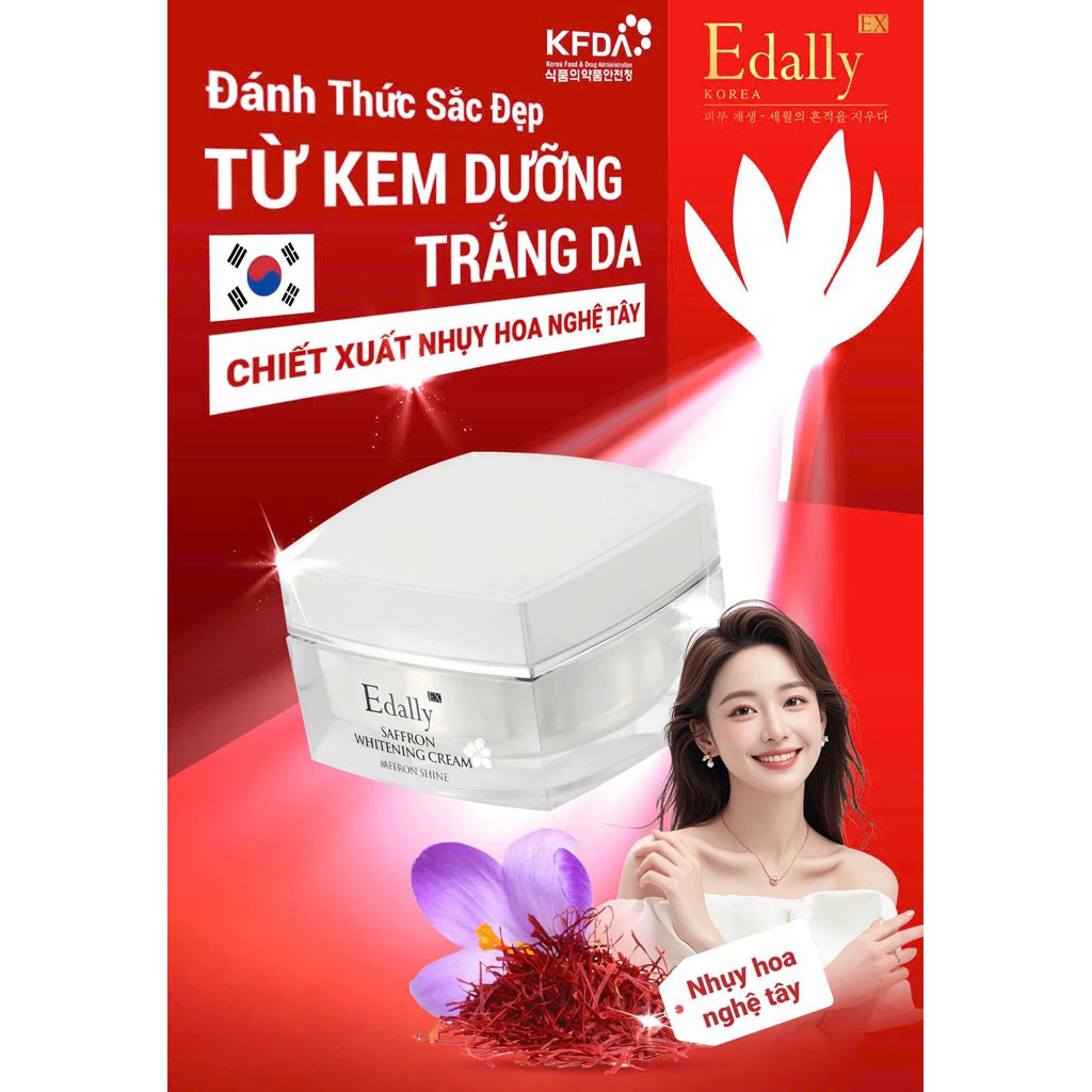 Kem dưỡng trắng nhụy hoa Nghệ Tây EDALLY EX SAFFRON WHITENING CREAM Làm trắng dưỡng ẩm Hàn quốc 50ml