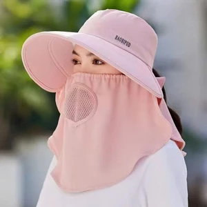 Mũ Chống Nắng Nữ Kèm Khẩu Trang Che Mặt 360 Độ – Nón Vành Rộng Chống Tia UV, Thoáng Khí, Đi Xe Máy