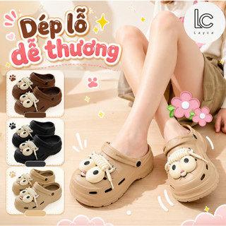 Dép xỏ ngón nữ mùa hè đi mưa dép xỏ ngón thoáng khí đế dày thoải mái hàng ngày trang trí nút thắt hình mắt to dễ thương