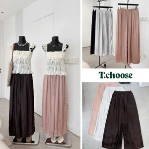 Quần lụa trơn 3 màu, quần suông ống rộng 2660 TCHOOSE