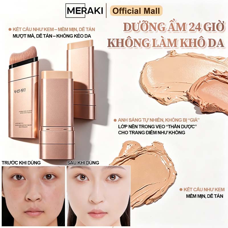 [CHÍNH HÃNG] Kem Nền Dạng Thỏi Bền Màu, Che Phủ Hoàn Hảo, Đa Sắc, Làm Sáng Da, Dưỡng Ẩm, Mỏng Nhẹ & Lâu Trôi