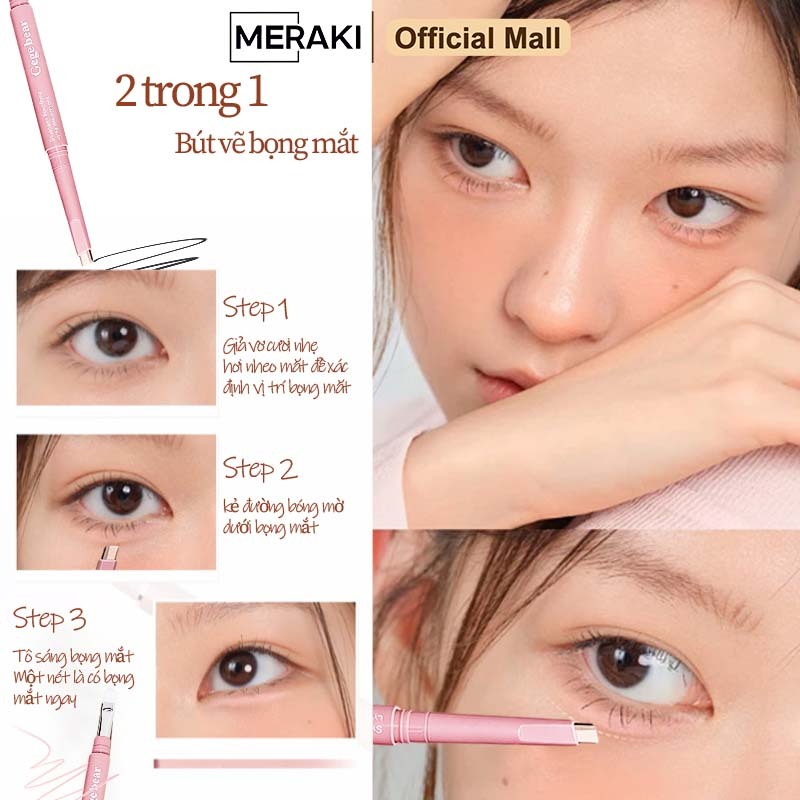 Bút Highlight Bọng Mắt 2 Đầu, Bút Bọng Mắt Aegyo Sal Tự Nhiên, Countour & Highlighter, Chống Thấm Nước Mồ Hôi 100%