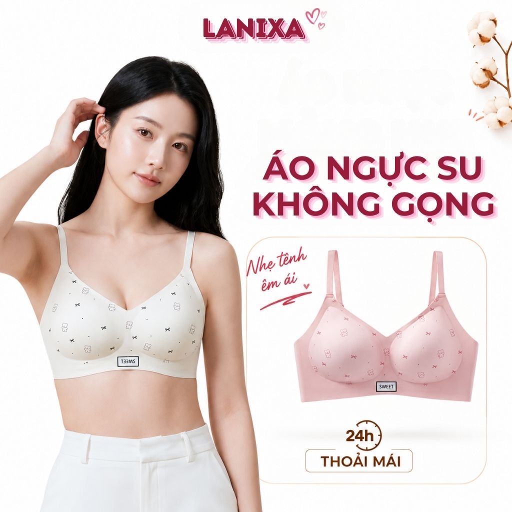 [SẢN PHẨM MỚI] Áo ngực nữ đúc su không gọng cao cấp,Áo lót nữ mút mỏng họa tiết xinh xắn LANIXA A975