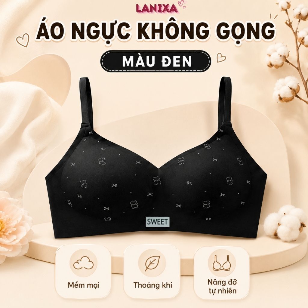 [SẢN PHẨM MỚI] Áo ngực nữ đúc su không gọng cao cấp,Áo lót nữ mút mỏng họa tiết xinh xắn LANIXA A975