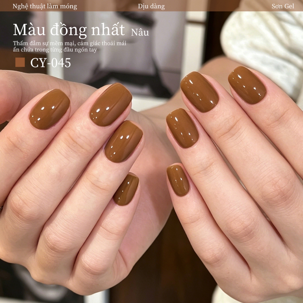 XEIJAYI 40ml - Sơn móng tay dạng gel màu nâu caramel, dung tích lớn, bền màu, phù hợp sử dụng hàng ngày.