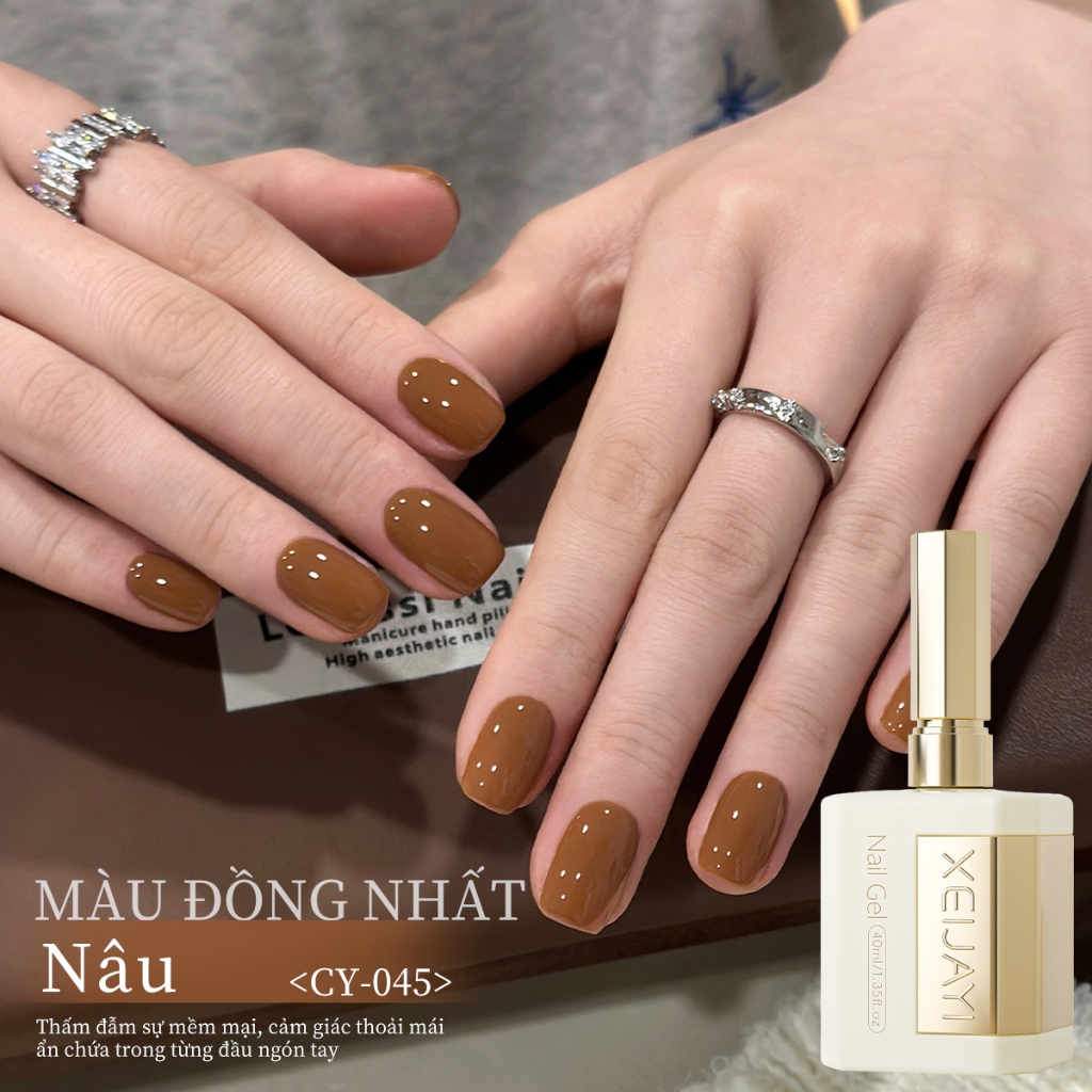 XEIJAYI 40ml - Sơn móng tay dạng gel màu nâu caramel, dung tích lớn, bền màu, phù hợp sử dụng hàng ngày.