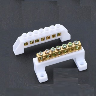 Cầu Tiếp Địa Đồng Nguyên Chất 5/7/10/12 Mắt – Cầu Đấu Trung Tính, Cầu Mát Đế nhựa PVC Chống Cháy