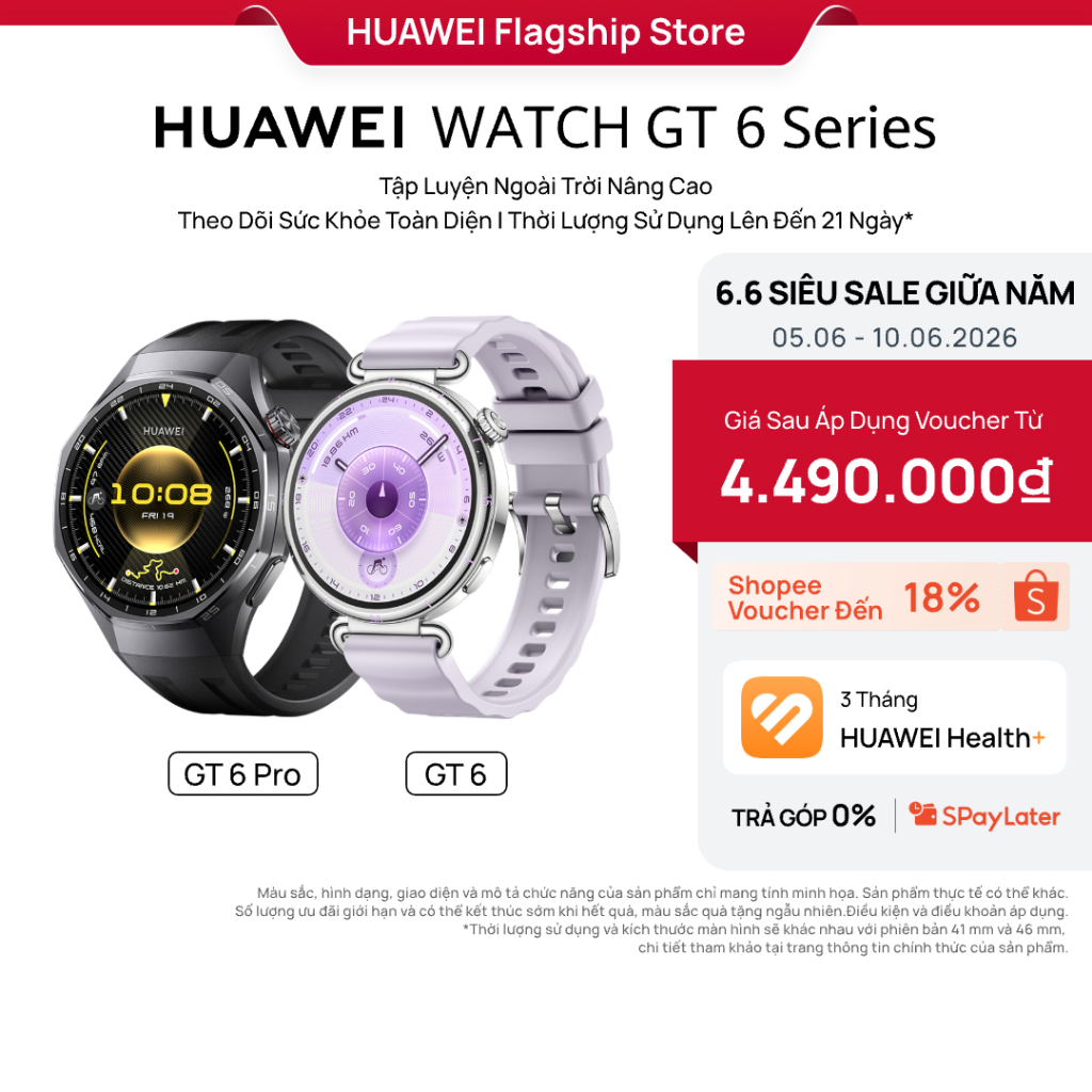 Đồng Hồ Thông Minh HUAWEI WATCH GT6 Series | Tập Luyện Nâng Cao | Theo Dõi Sức Khỏe Toàn Diện | Pin Đến 21 Ngày