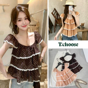 Áo 2 dây voan xếp tầng chấm bi 28226 TCHOOSE