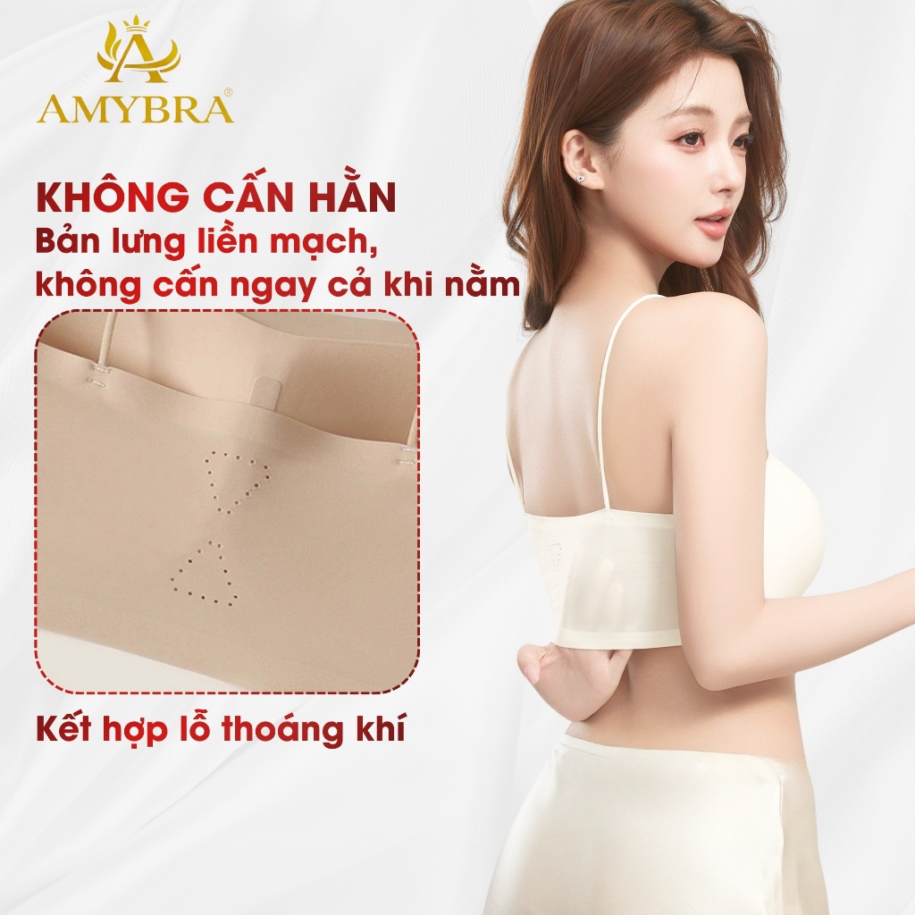[ BST HÈ -  AMYBRA ] Áo Ngực Nữ Su Cúp Ngang Mút 1cm, Áo Lót Nữ Không Gọng Dáng Chui Thoải Mái A2608