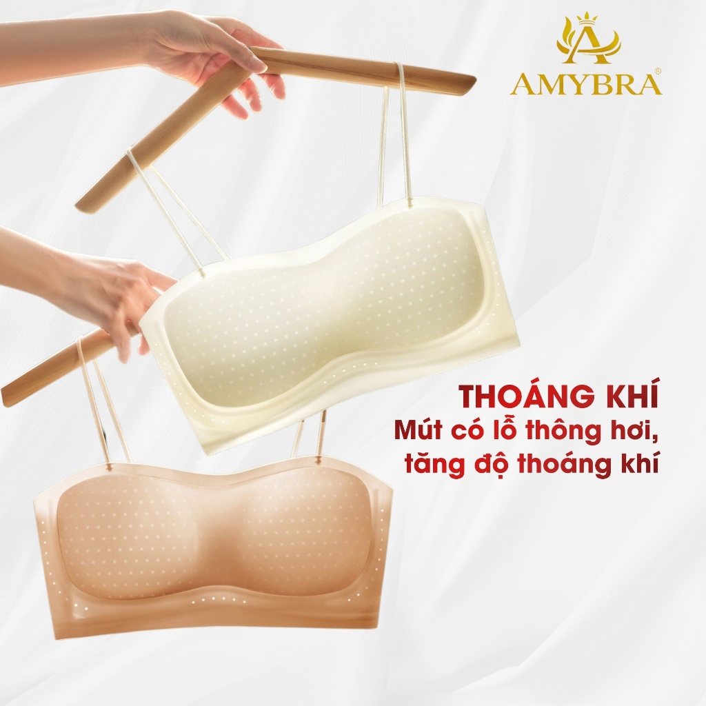 [ BST HÈ -  AMYBRA ] Áo Ngực Nữ Su Cúp Ngang Mút 1cm, Áo Lót Nữ Không Gọng Dáng Chui Thoải Mái A2608
