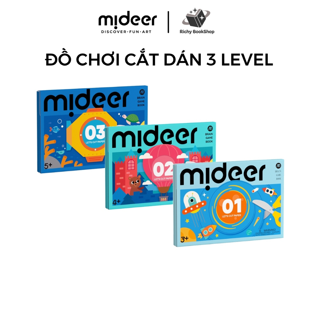 Đồ Chơi Thủ Công Cắt Giấy Tạo Hình Tư Duy Mideer Let's Cut 3 Cấp Độ
