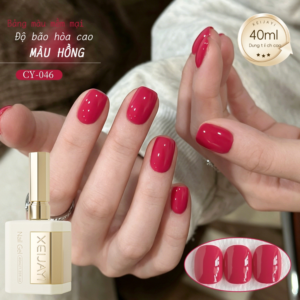 XEIJAYI 40ml - Sơn gel móng tay màu hồng thanh long đậm màu, thích hợp cho các tiệm nail và các dự án DIY.