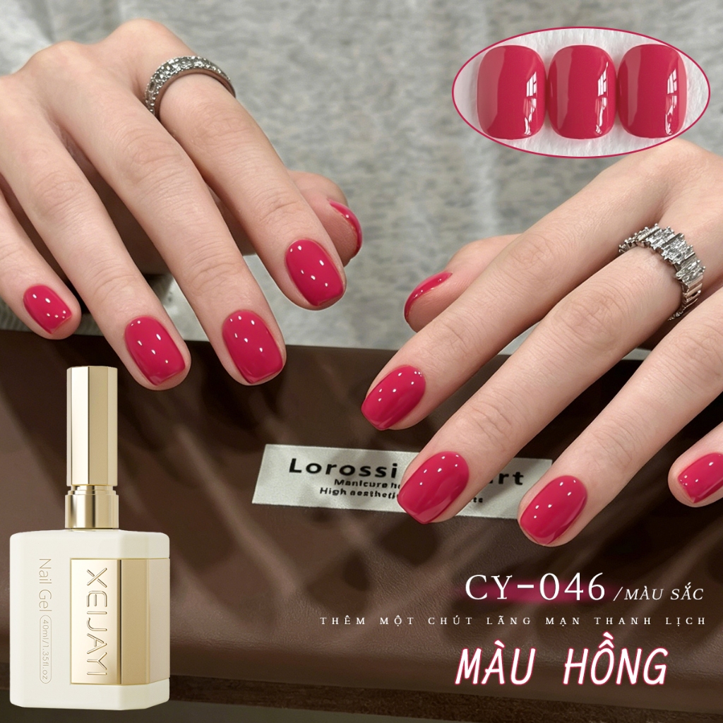 XEIJAYI 40ml - Sơn gel móng tay màu hồng thanh long đậm màu, thích hợp cho các tiệm nail và các dự án DIY.