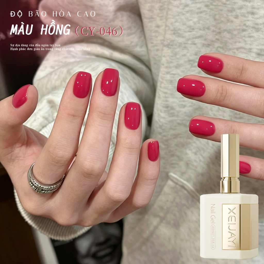 XEIJAYI 40ml - Sơn gel móng tay màu hồng thanh long đậm màu, thích hợp cho các tiệm nail và các dự án DIY.