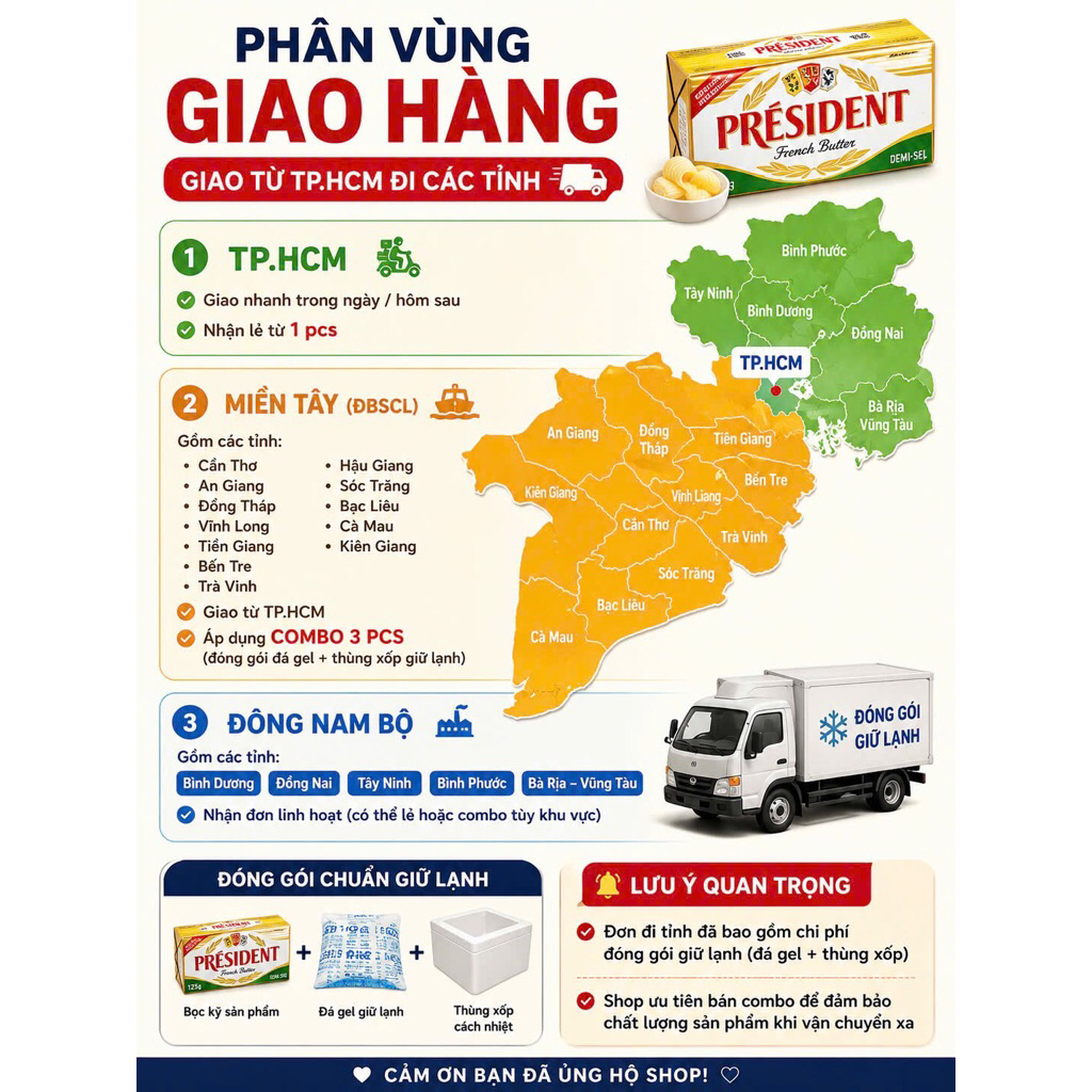 [Giao miền Nam - Date T11] Bơ lạt Pháp Président 125g – ăn bánh mì béo mịn – butter làm bánh cao cấp chuẩn nhà hàng