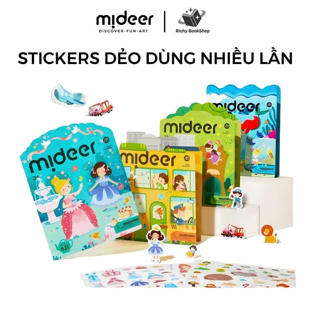 Stickers dẻo dùng nhiều lần Mideer Reusable Jelly Sticker Set dán được trên nhiều bề mặt